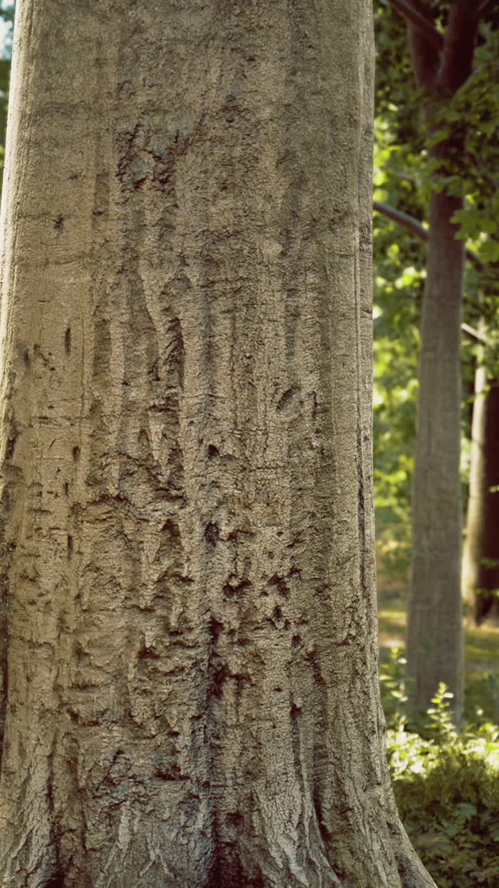 Tall tree standing in a lush green forest during bright daylight hours