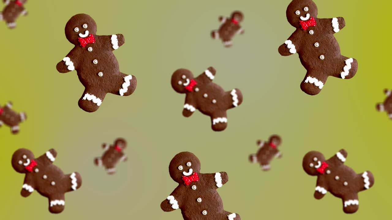 A stream of Gingerbread Man. Christmas gingerbread of different ...