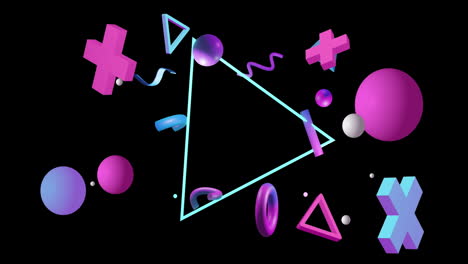animación de triángulos y formas abstractas que se mueven sobre un fondo negro