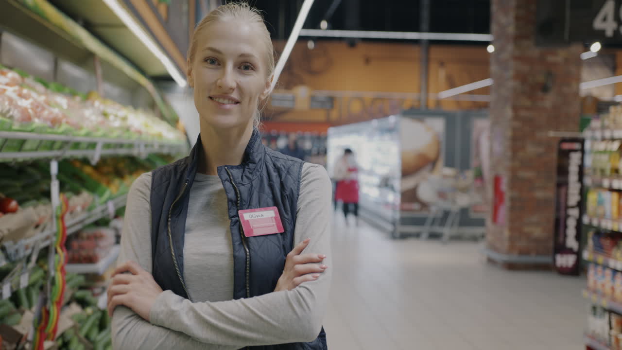 Dipendente amichevole di un supermercato