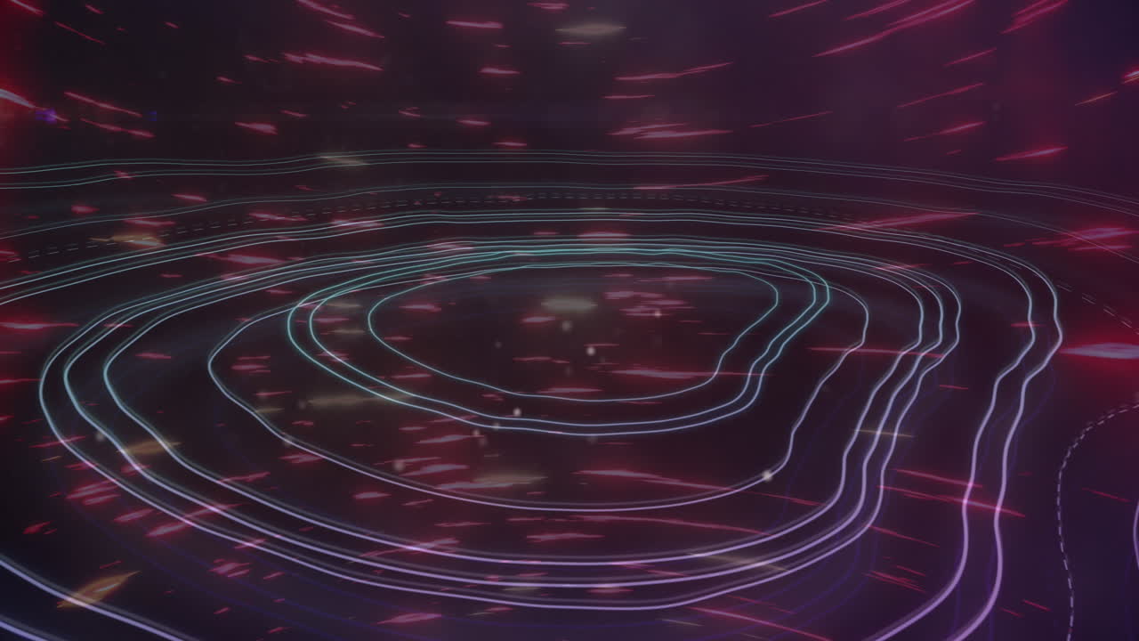 animación de rastros de luz sobre formas en movimiento