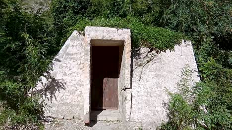 hidden stone structure in a natural setting