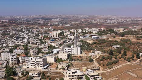 aerial view over mosque in palestine town biddu,near jerusalem