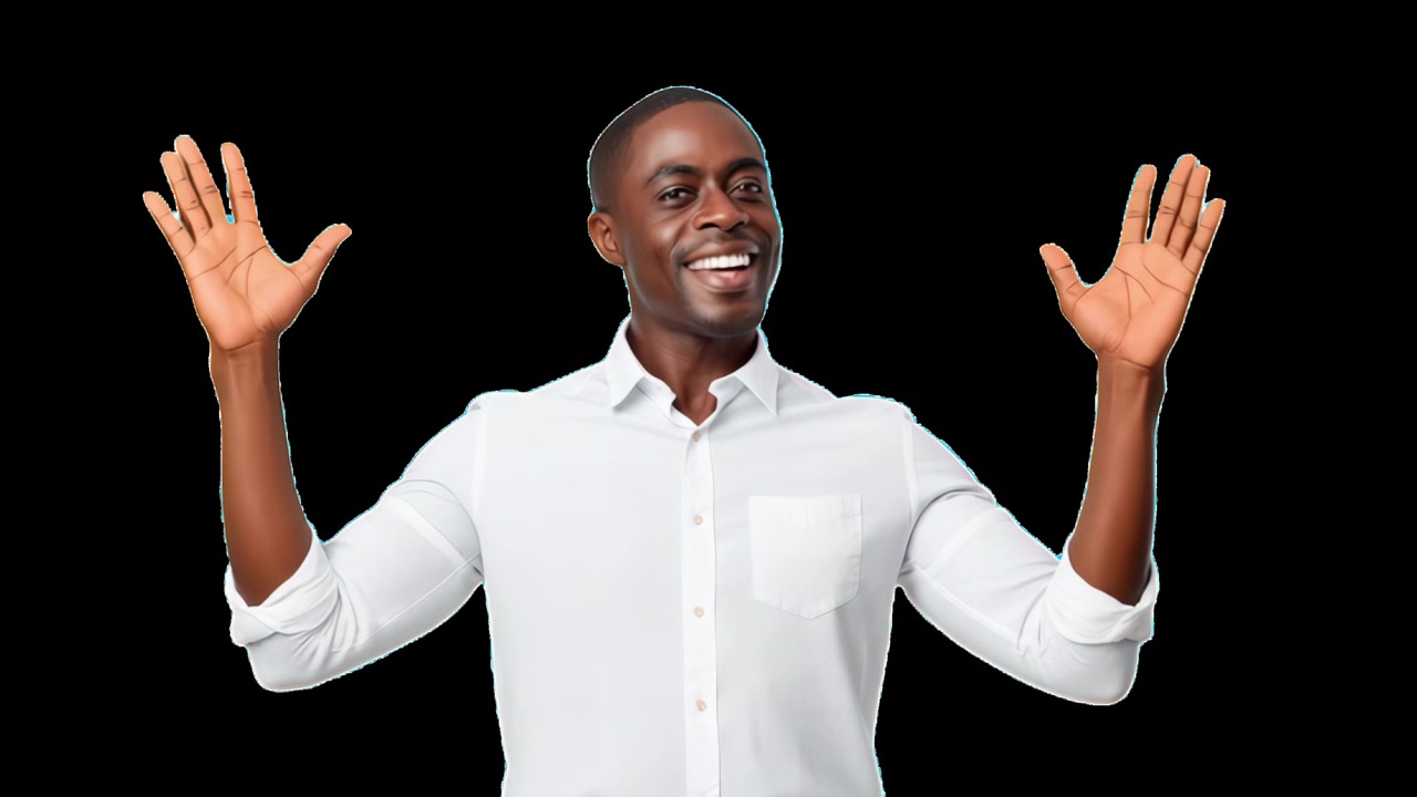 Smiling African American Man Gesturing and Expressing Positivity