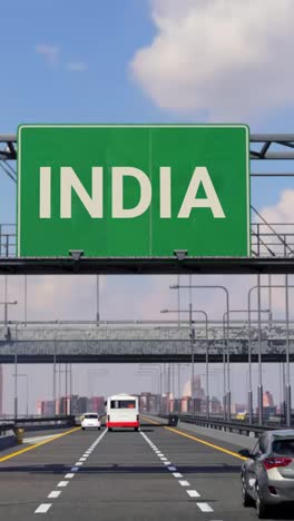 highway scene with airplane and india sign