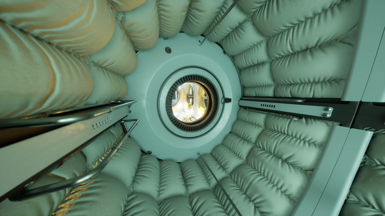 Cylindrical chamber featuring scientific apparatus and lighting