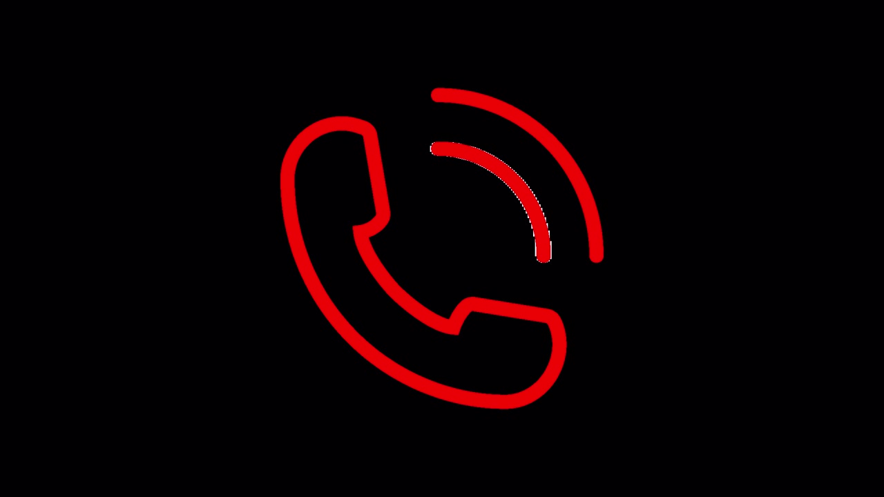 Ikon Telepon Merah Animasi Berdering di Latar Belakang Hitam