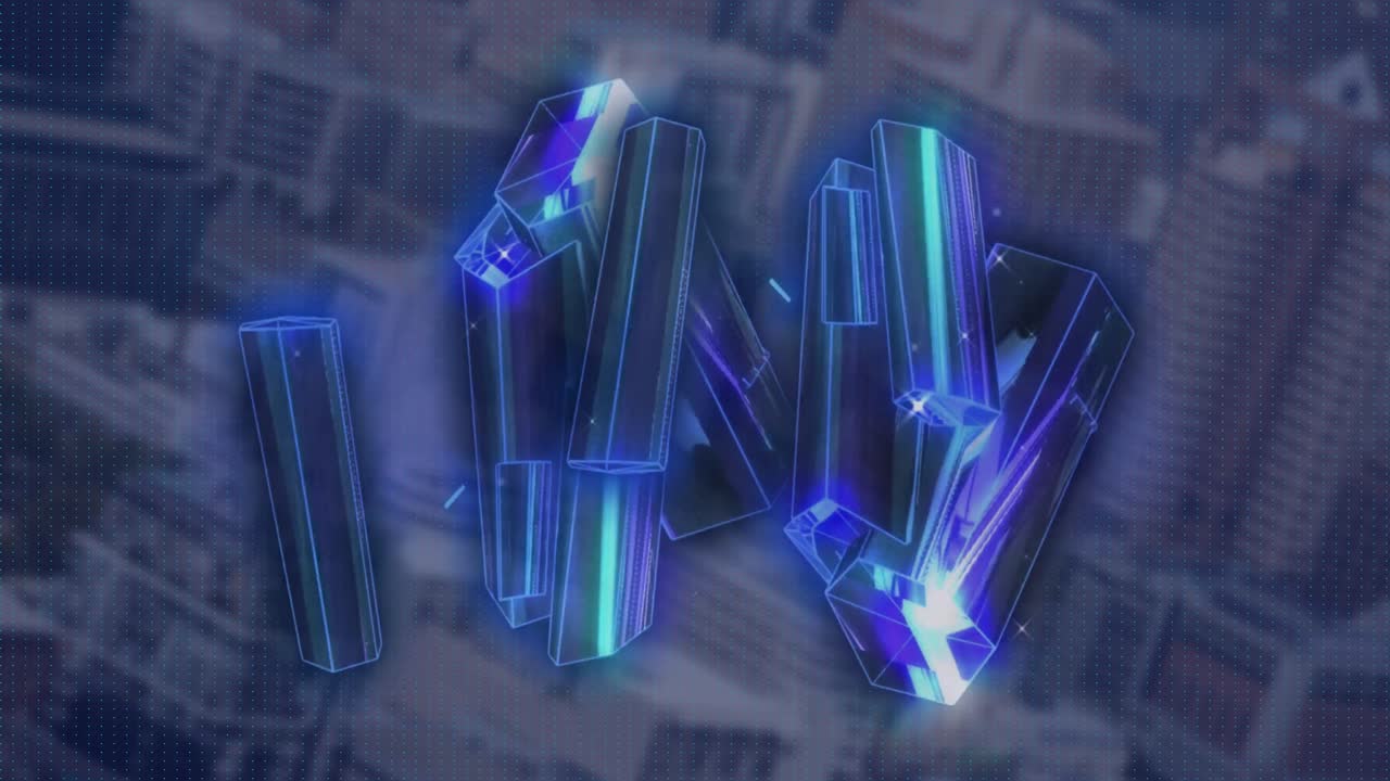 배경에서 현대 도시 풍경의 공중 전망 위에 3d 바의 애니메이션