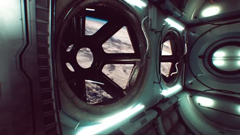 nave espacial oscura interior futurista