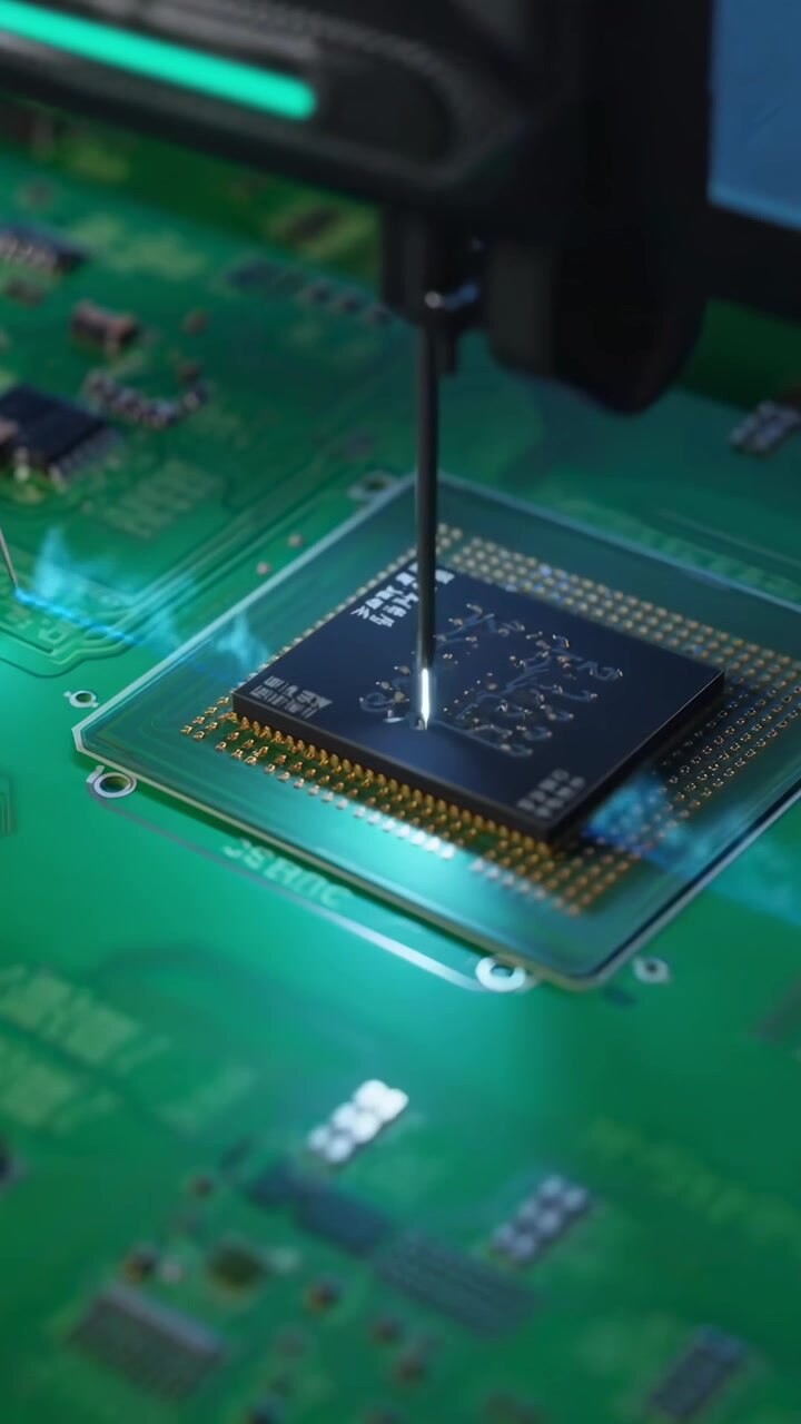 Robotarm placerer mikrochip på printkort