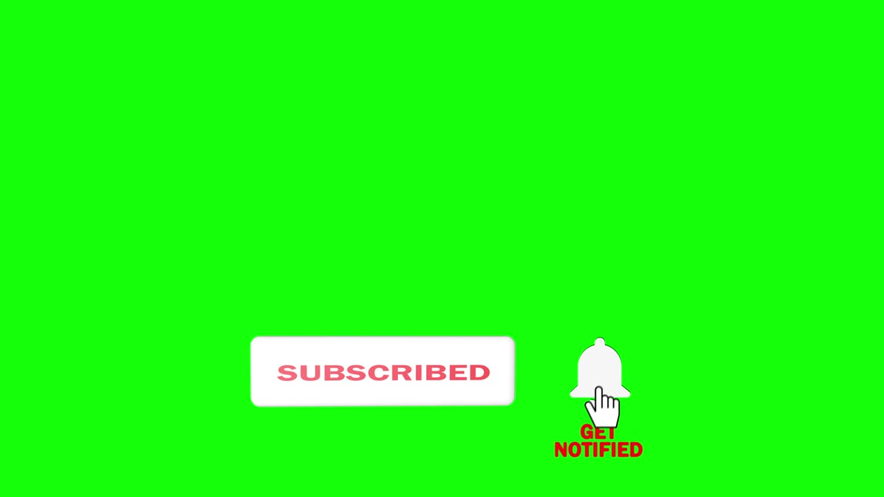 Editorial Footage: Animation of a Subscribe and Notification Button for Youtube motion graphics. Green screen