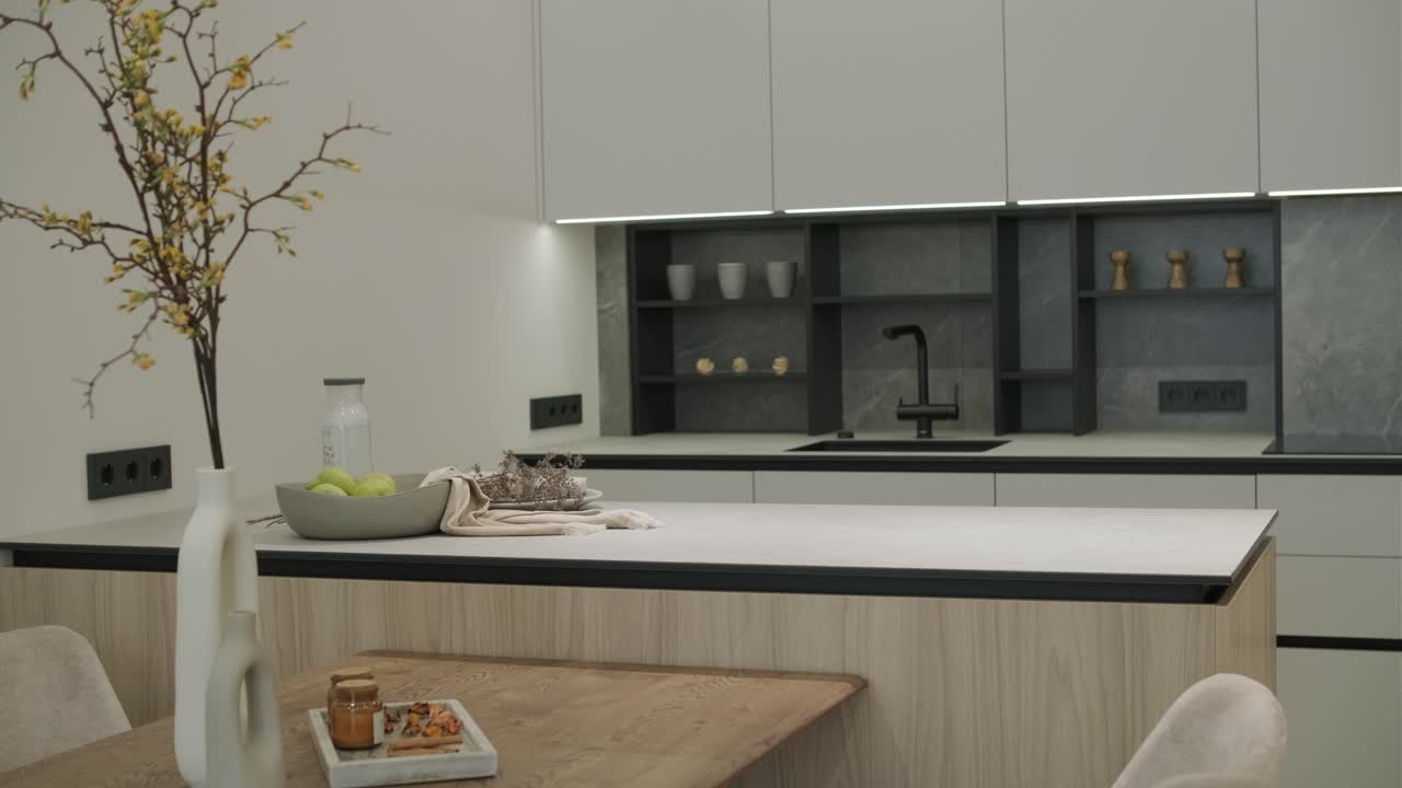 interior de la cocina minimalista moderna