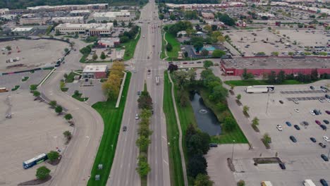 Fuel-Tanker-truck-driver-on-Townline-rd-Vernon-Hills,-Illinois-USA---Semi-Track-driving-on-public-roads