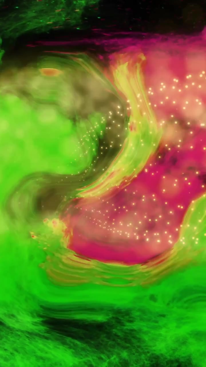 Animazione di rete gialla luminosa che si muove su sfondo verde e rosa ondulato