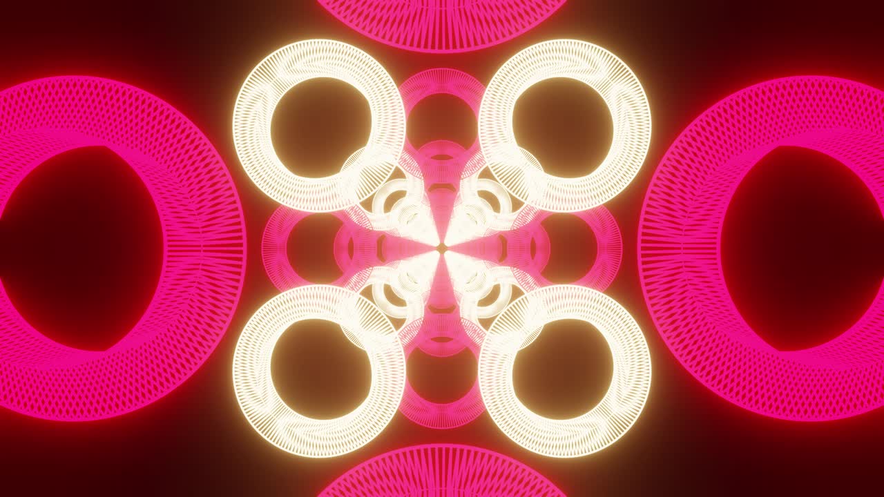 Sfondo VJ loop con tunnel di anelli neon
