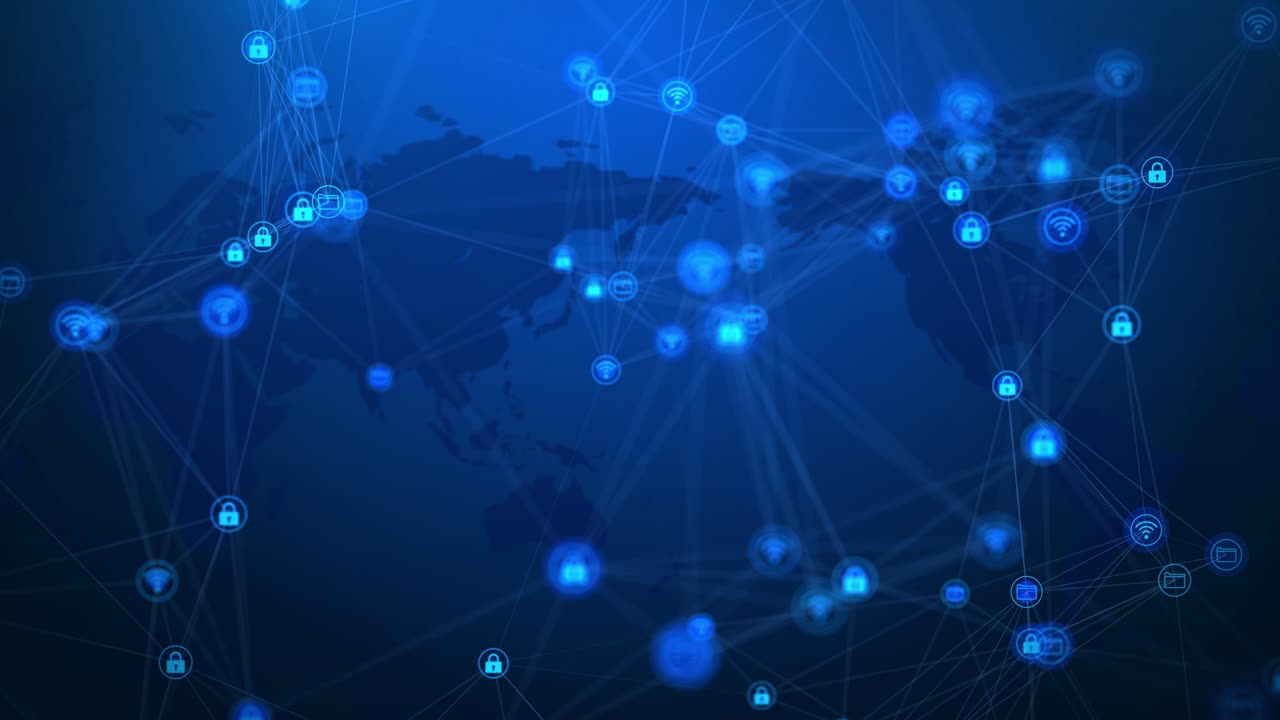 4k futuristic digital world connections data and networks around the globe loop background global