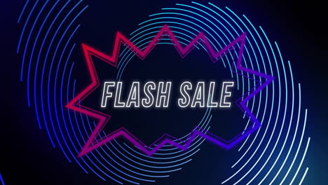 Animation-Des-Flash-Sale-Textes-über-Neonfarbenem-Musterhintergrund