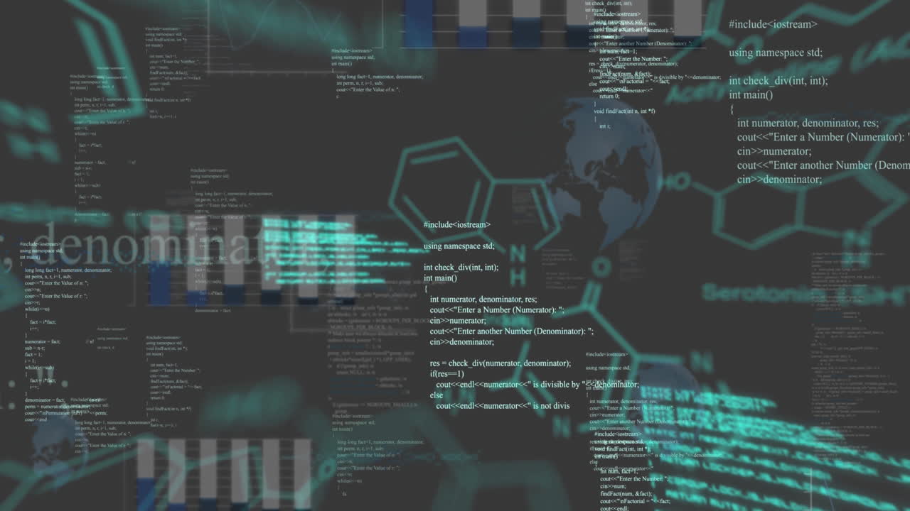 Animation of data processing and chemical formula over diagrams