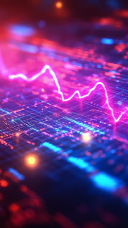 vibrant electric wave pattern. colorful digital waveform displays intricate patterns and fluctuations, showcasing a blend of technology and creativity.