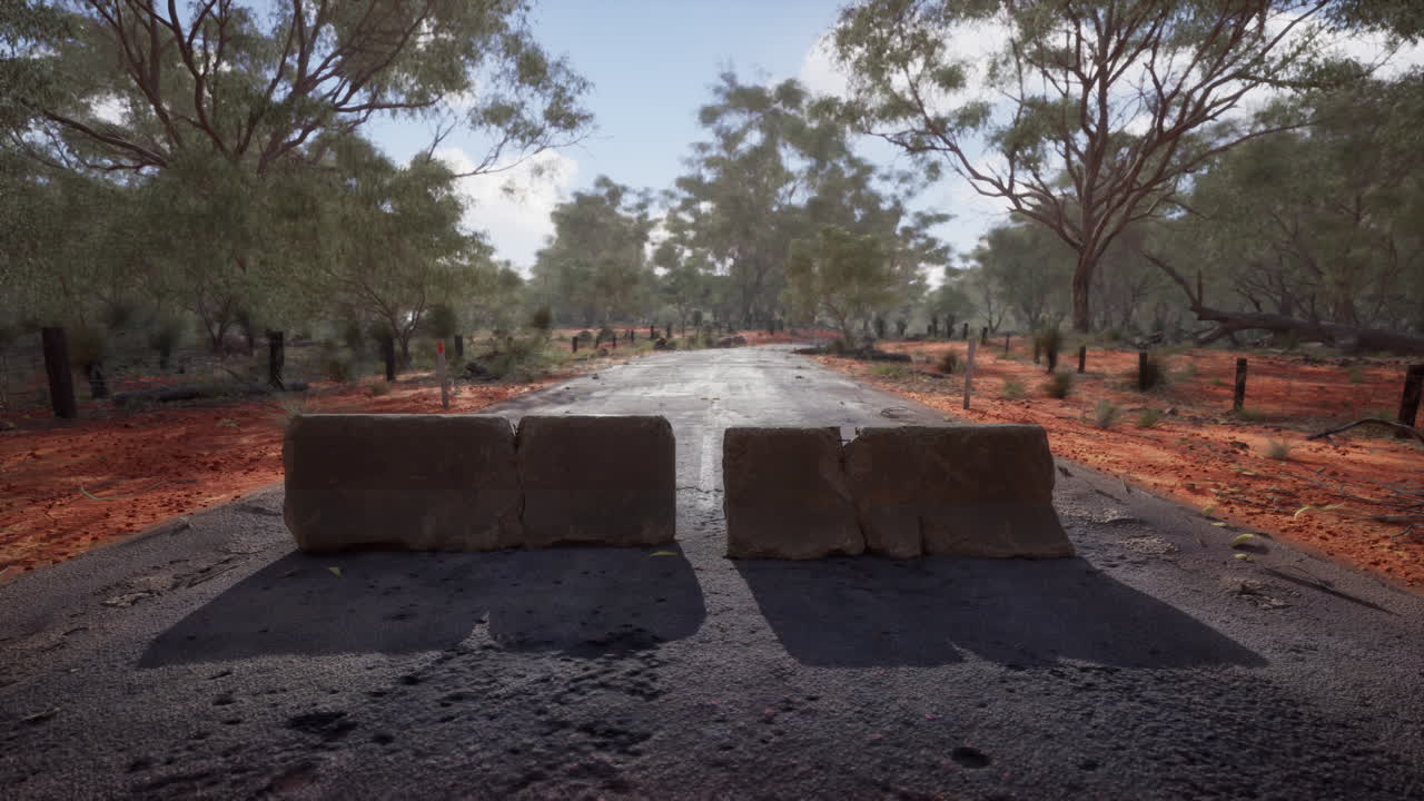 오래된 산화 된 콘크리트 도로 장벽 블록