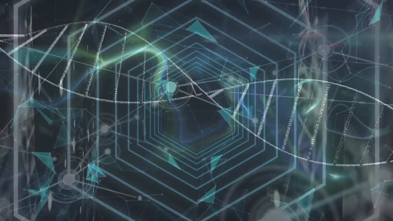 데이터 처리 및 dna 스트랜드에 대한 모양의 애니메이션