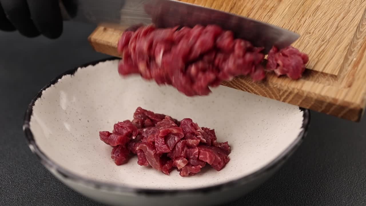Diced raw beef