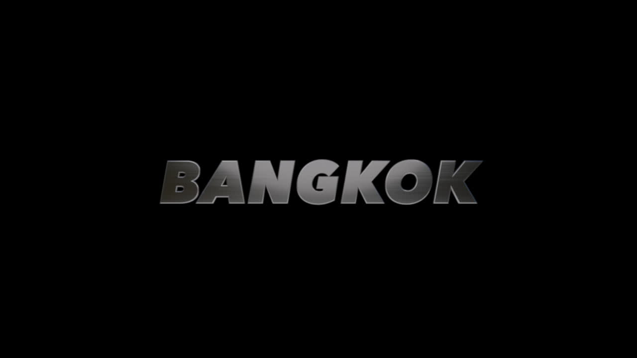 Byen Bangkok, Thailand, 3D-grafiktitel i børstet stål-look, fyld og alfakanal.