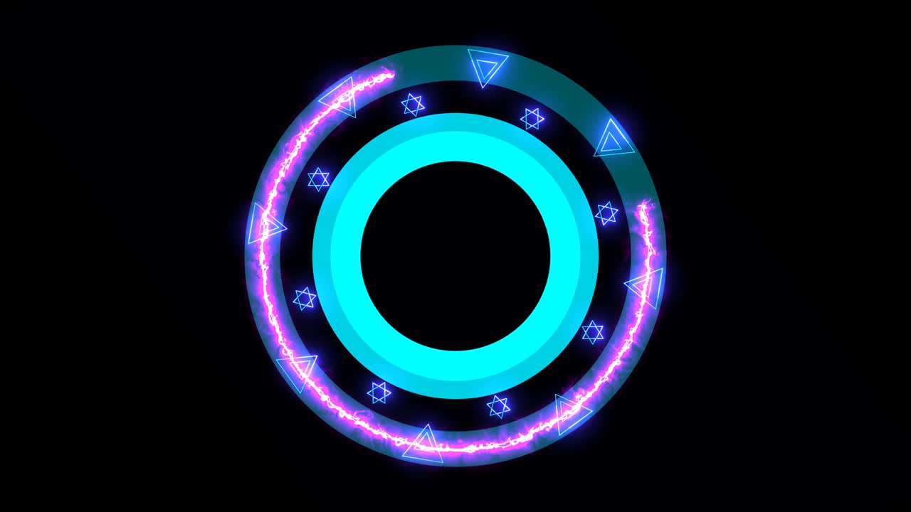 마법의 별, 원, 선, 빛, 회전, 삼각형과 육각형의 별을 통과하여 무한한 힘을 창조하십시오.