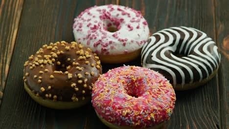 sweet donuts with different glazing