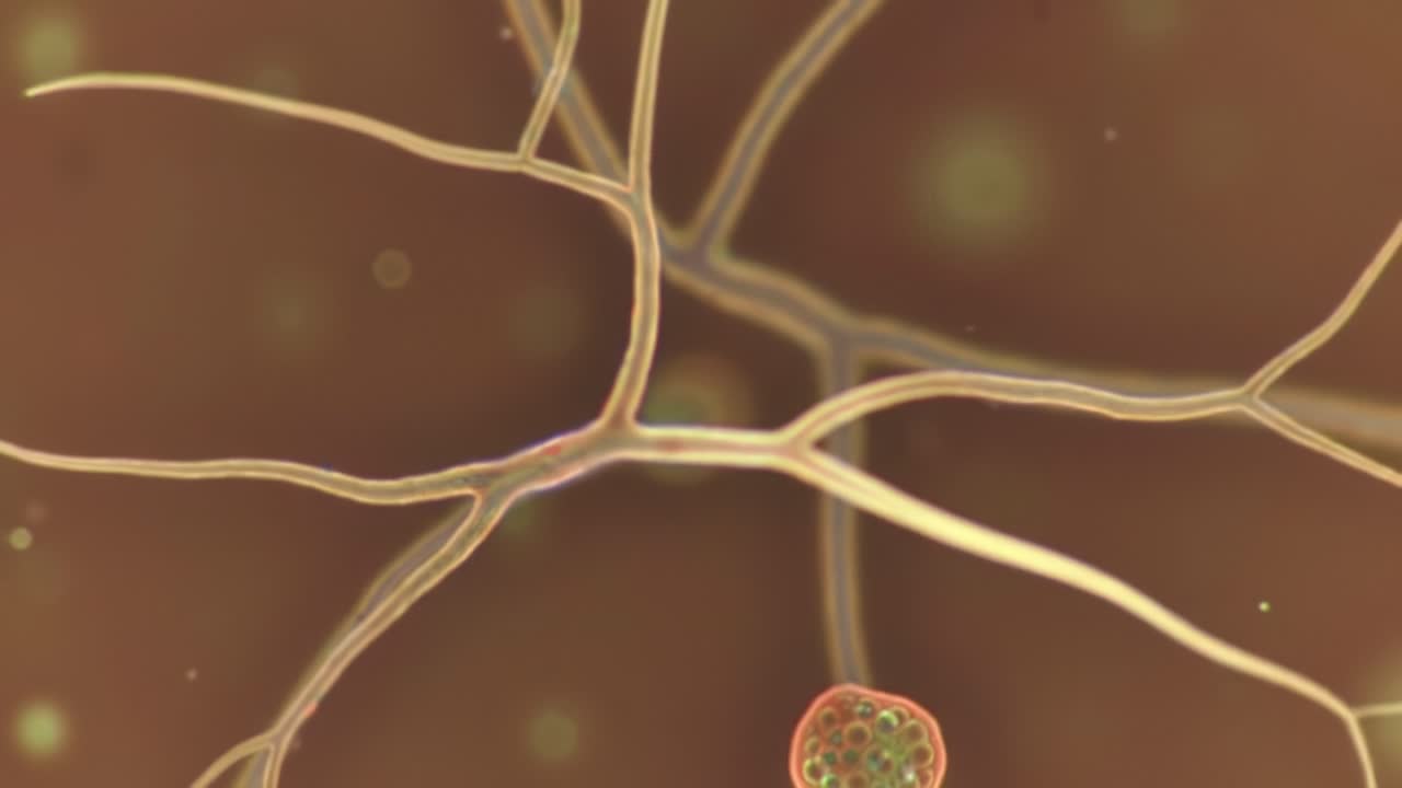 Microscopic Visualization of Neuronal Structures: An Examination of Neural Connections and Cellular Components in a Brownish Background