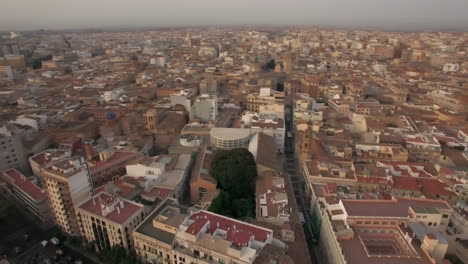 Morgenflug-Aus-Der-Luft-über-Valencia,-Spanien