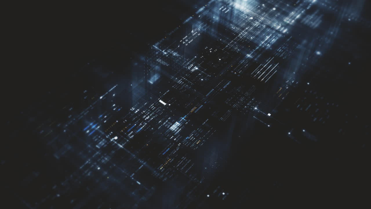 Futuristic screen display matrix, hi-tech digital data telemetry with encrypted numbers, display dynamic background for computer desktop screen display format