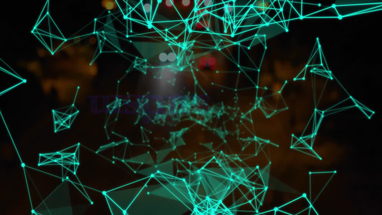 Animation of network of connections ovee cityscape