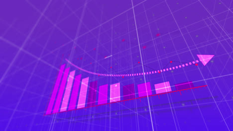 animación del procesamiento de datos financieros sobre un fondo azul