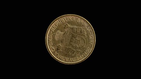 Serbia 2010 1 dinar coin obverse with national coat of arms rotating on black background