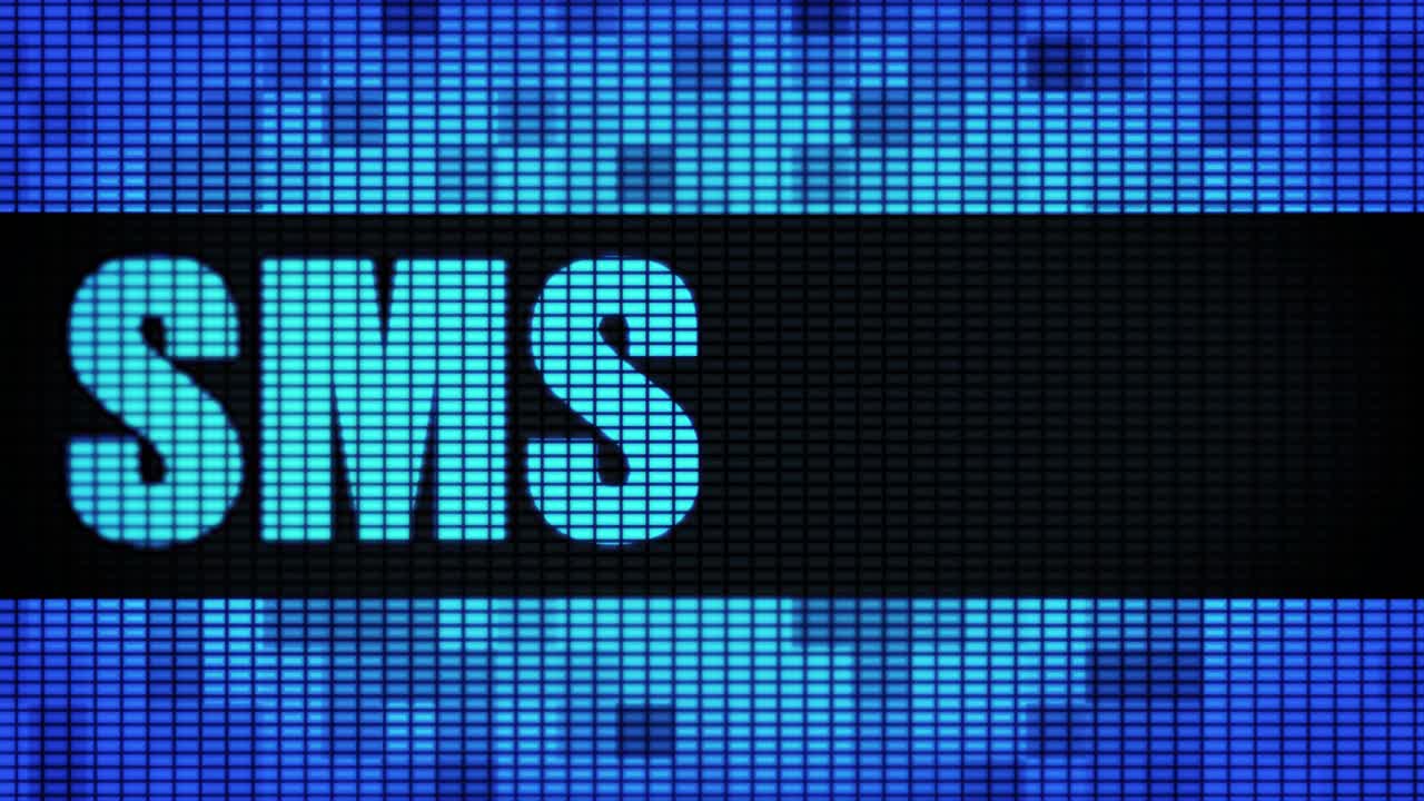 SMS displayed on a digital display