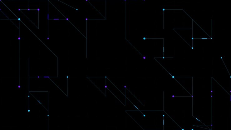 Abstract Digital Network Lines and Glowing Nodes on Black Background