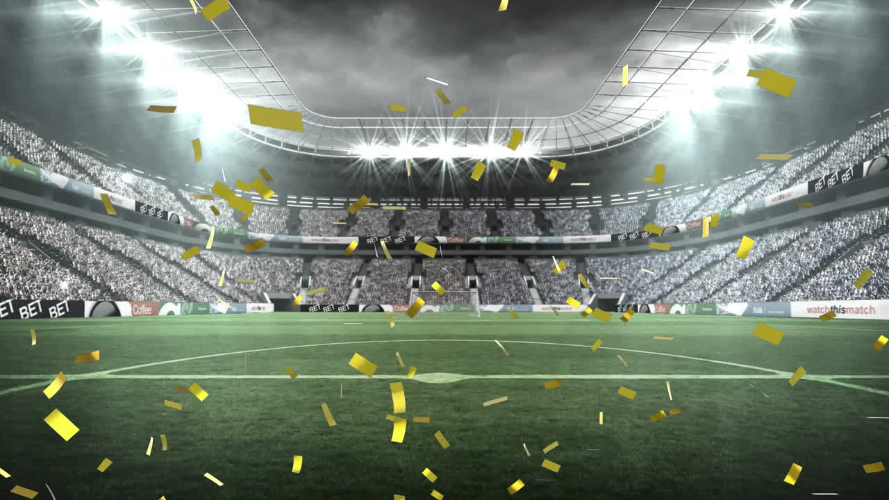 콘페티 가 있는 필드 경기장