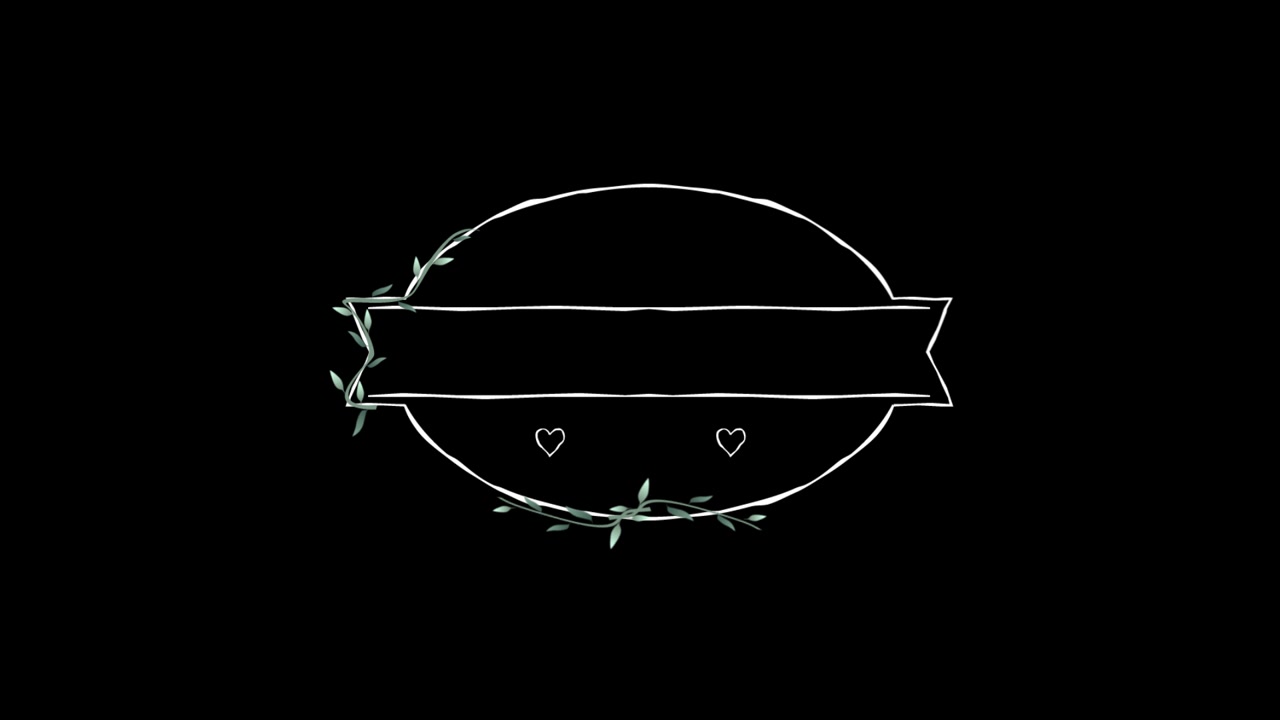 Animated Hand Drawn Circle Frame with Growing Leaves and Hearts