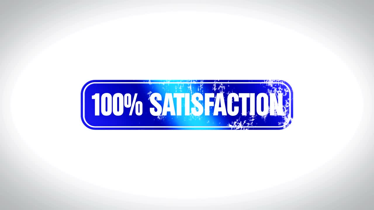 100% Satisfaction Signed Stamping Text Wooden Stamp Animation.