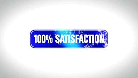 100% satisfaction signed stamping text wooden stamp animation.