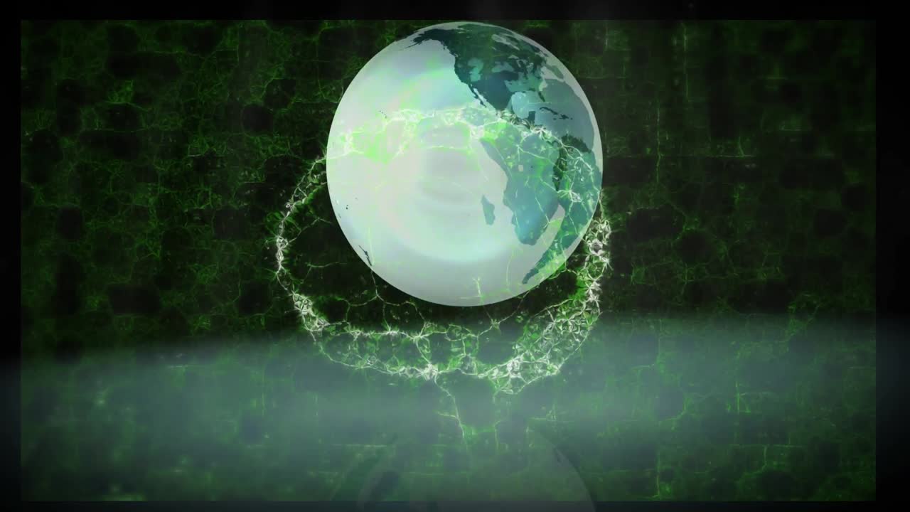 анимация цифрового мозга на земном шаре на черном фоне