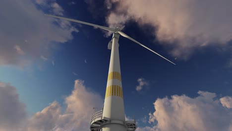 wind turbine in cloudy sky