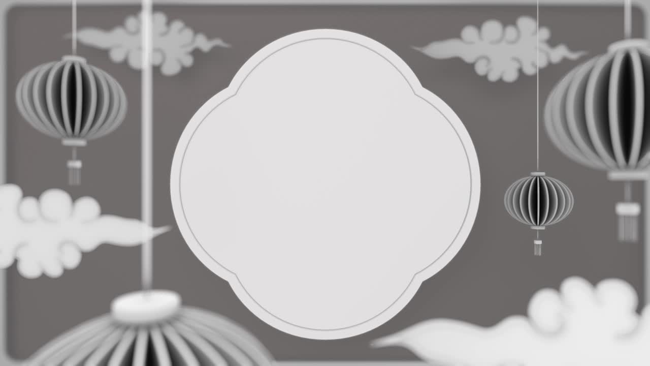 중국 신년, 아트 페이퍼로 잘라진 애니메이션 요소, 랜턴, 그리고 공예 스타일의 아시아 요소 - 애니메이션을 루프하는 것이 쉽다.