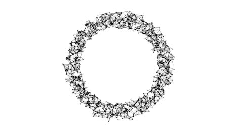 forma de rosquilla con agujero. estructura de esfera con líneas de conexión de red y puntos aislados en un fondo blanco en el concepto futurista de tecnología informática digital, ilustración abstracta 3d