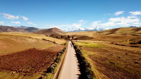 aerial drone view of group of people riding quad atv's