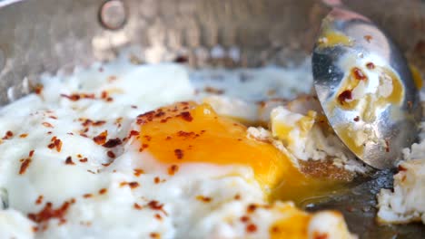 fried eggs in a pan