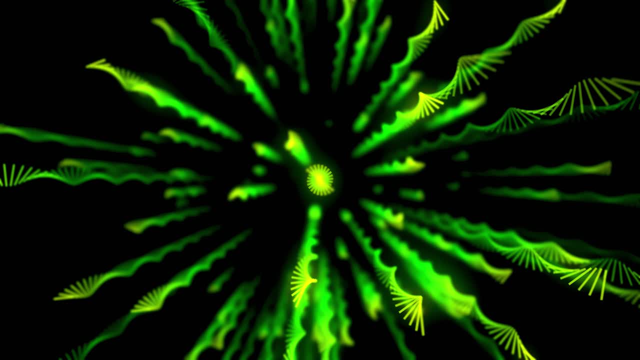 Esplosione astratta di linee verdi e gialle
