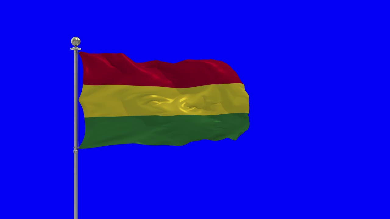 bolivia ilustración en 3d de la bandera ondeando en un poste con llave de croma