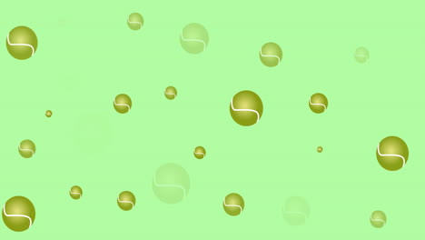 animation of multiple tennis balls on green background